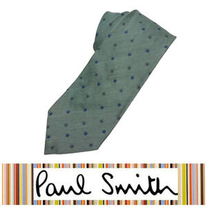 Vintage Y2K Paul Smith Green Mod Tiny Floral Neck Tie Necktie Silk Blend England